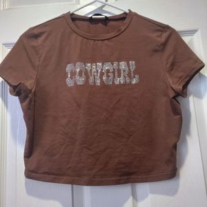 Brown Cowgirl Crop Top